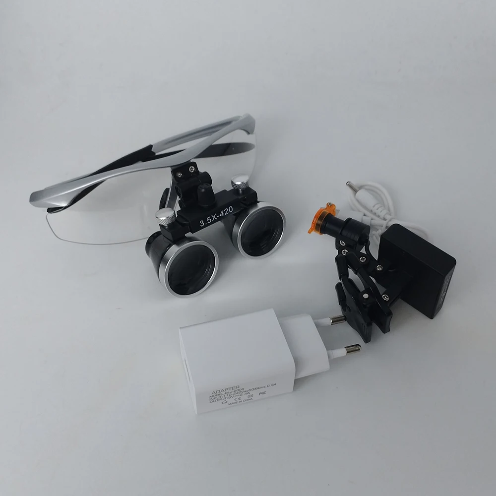 Dental Loupes Dental Magnifier Dental Lab Medical Loupes Magnification Binocular 2.5/3.5x Headlight Headlamp 5W Seperately