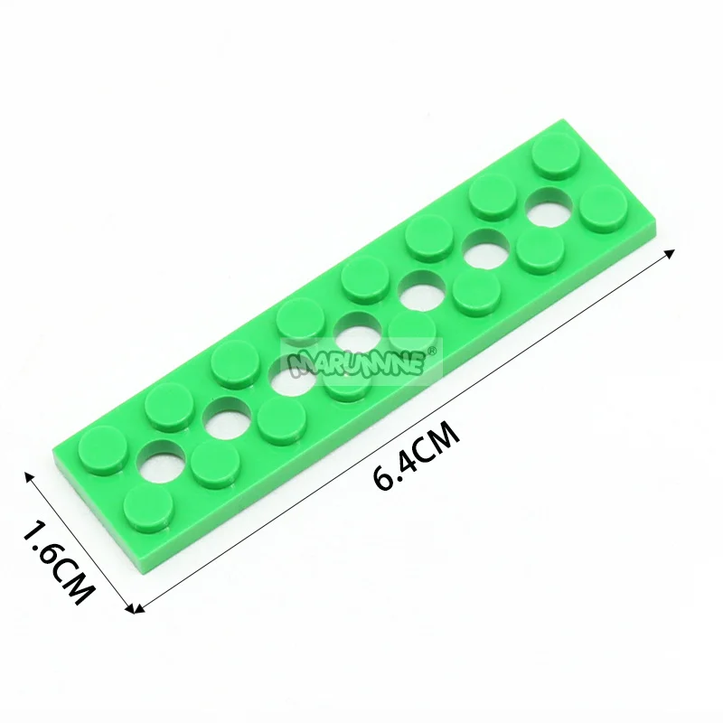 Marumine 50 Uds. Tablero de tecnología MOC 2x8 con 7 agujeros DIY bloques clásicos 3738 casas edificios piezas creativas juguete para niños