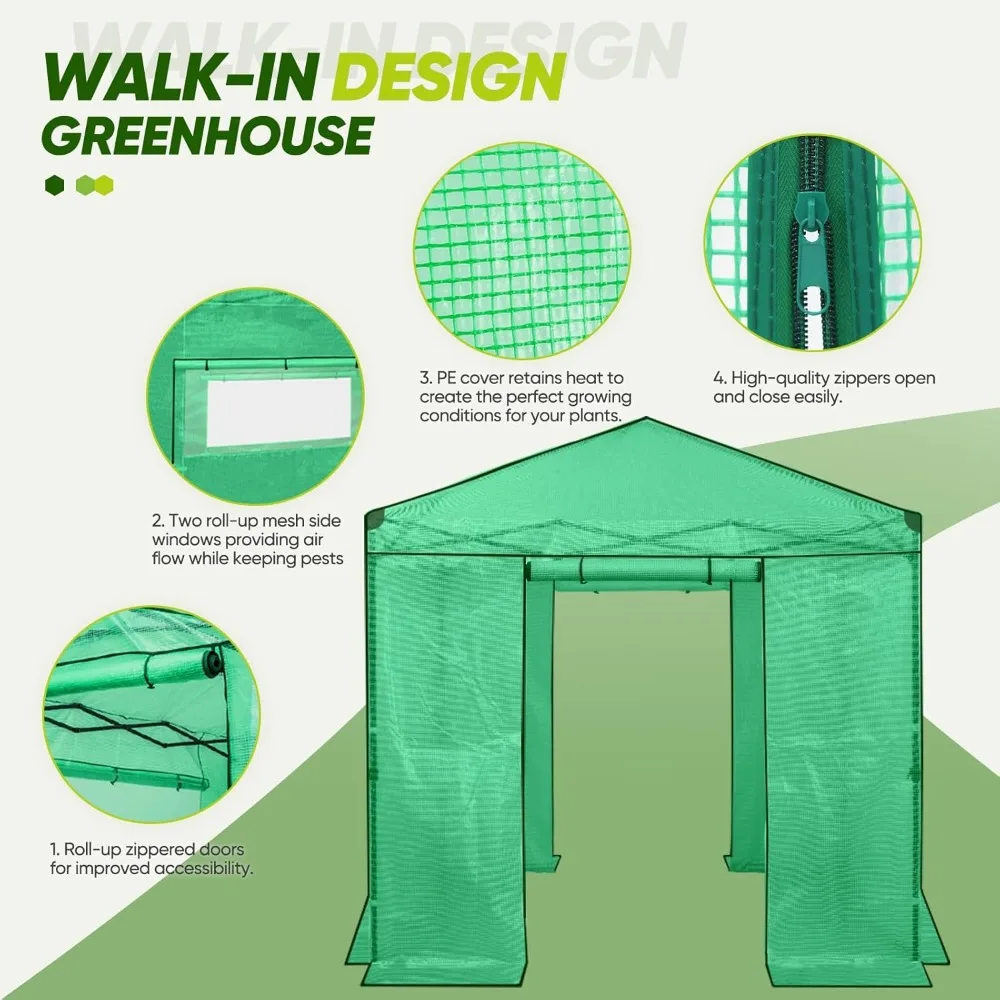 

Instant Pop-up Greenhouse, Indoor Outdoor Plant Gardening Green House, Roll-Up Zipper Doors and Side Windows