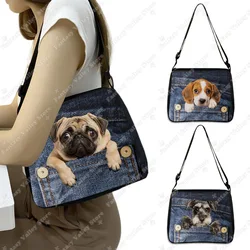 Funny Pocket Dog Shoulder Bags Pocket Pet Beagle Bulldog Dachshund Bichon Women Handbag Portable Storage Bag Messenger Bag Gift