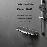 DIIIB Grey Shower System Set Bathroom Faucet Set Rainfall Digital Display Piano Buttons Two Functions Hotel Apartment Bathtub