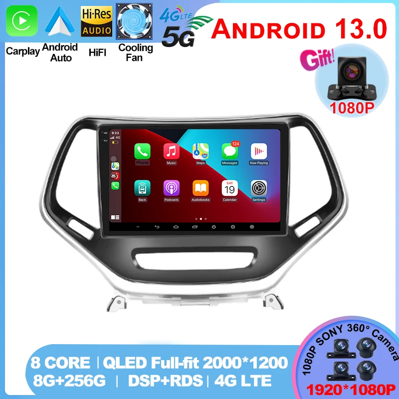 

For Jeep Cherokee 2015 8Core 2Din Android 13 Car Radio Multimidia Video Player GPS Navigation 2din Carplay Auto Stereo