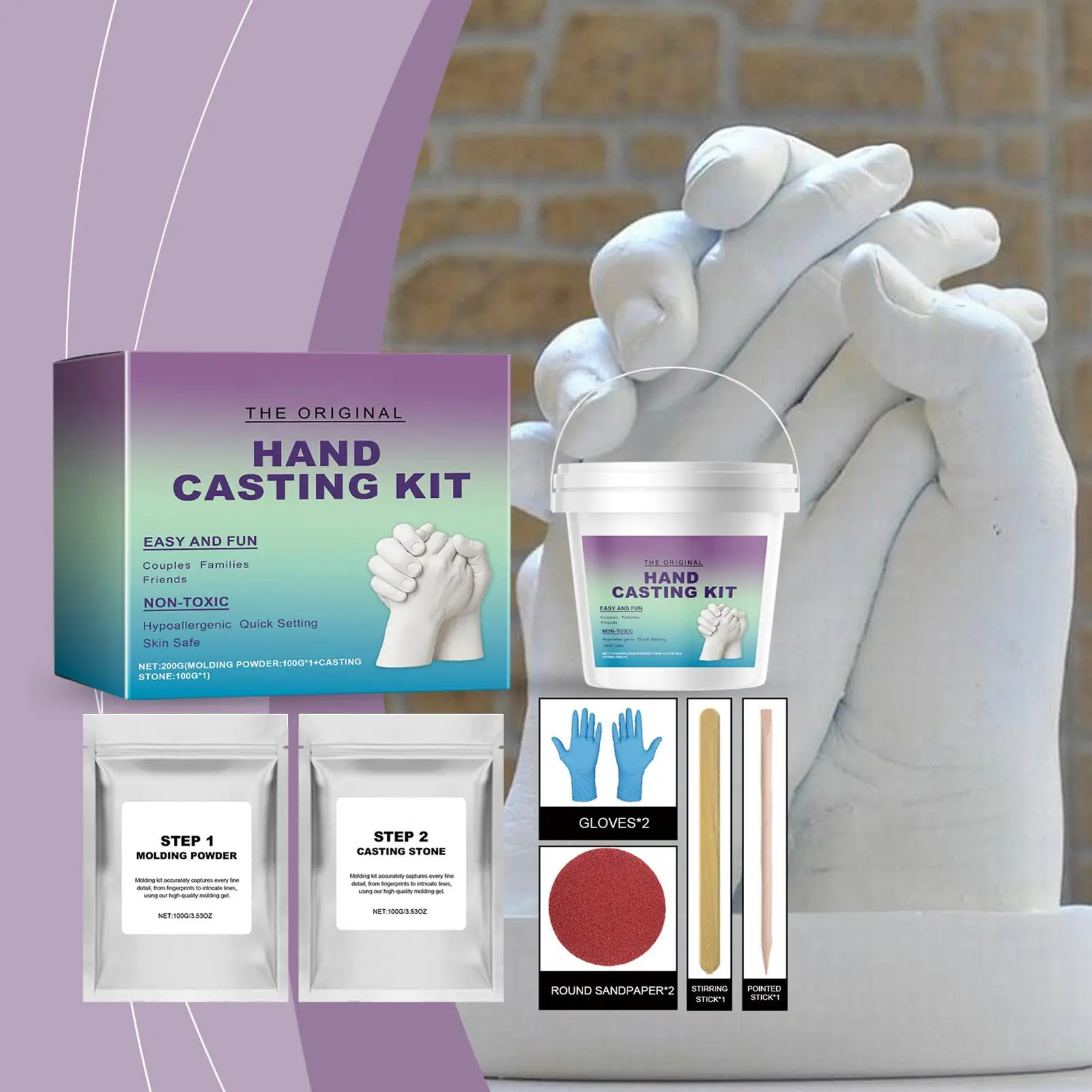 Kit de Moldagem de Mãos em Argila 3D Criativo para Família e Casais, Kit de Impressão de Mãos de Bebês e Crianças, Ferramentas de Moldagem em Gesso