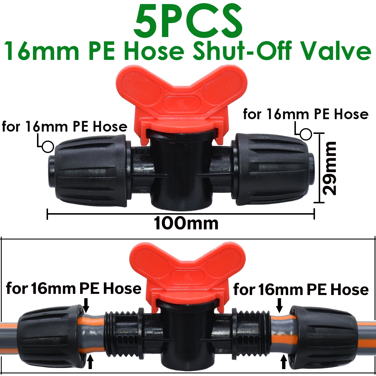 KESLA-PE Conector De Tubulação, Acoplamento De T, Bloqueio De Rosca, Rega De Jardim, Irrigação Por Gotejamento, 16mm, 1/2 \