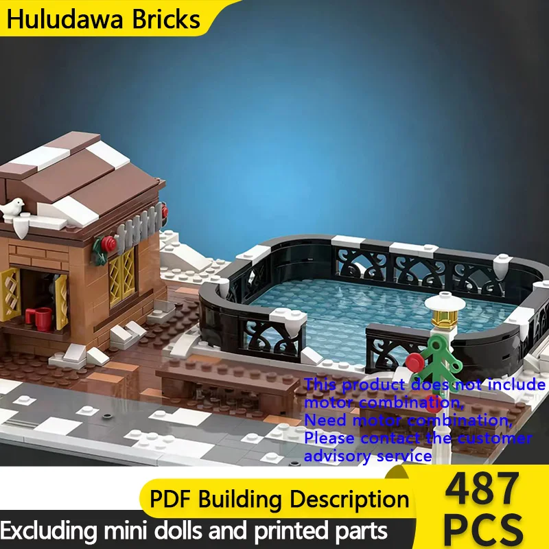 

Модель City Street View MOC, строительные кирпичи, зимнее кольцо для катания на коньках, модульная технология, детские праздничные подарки, сборка игрушек, костюм