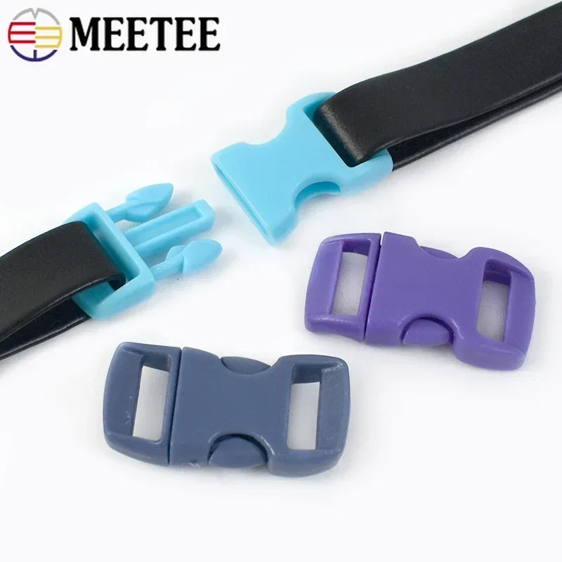 10/30Pcs Meetee 10/15mm Plastic Buckles Backpack Buckle Bag Side Release Clasp for Strap Adjust Belt Hook Pet Collar Accessories