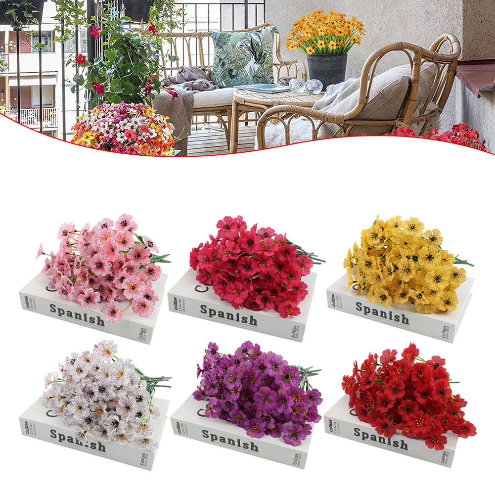 1 Bundle Artificial Flowers Outdoor UV Resistant Plants Shrubs Fake Silk Flower For Office Kitchen Wedding Garden Decoration