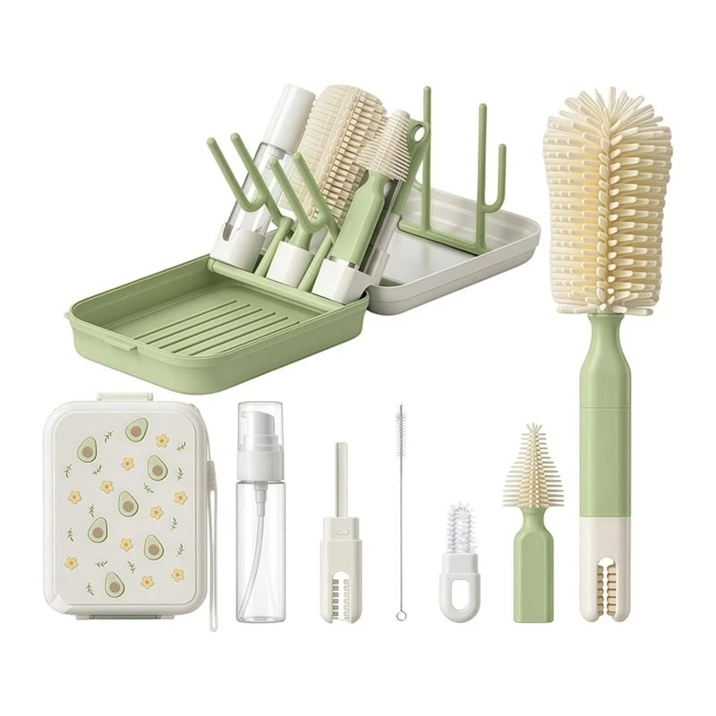 a84f-portable-travel-baby-bottle-brush-set-with-drying-rack-silicone-cleaning-kit-for-newborn-essential-baby-bottle-cleaners