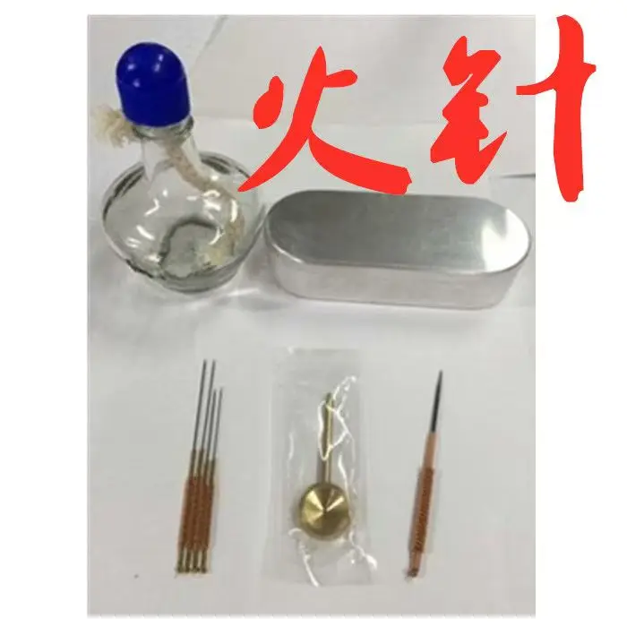 

Beauty Care Heating Fire Needle/ Fire Needle Box/Locator and Alcohol Burner Set for Acupuncture Needle Massage Point Treatment
