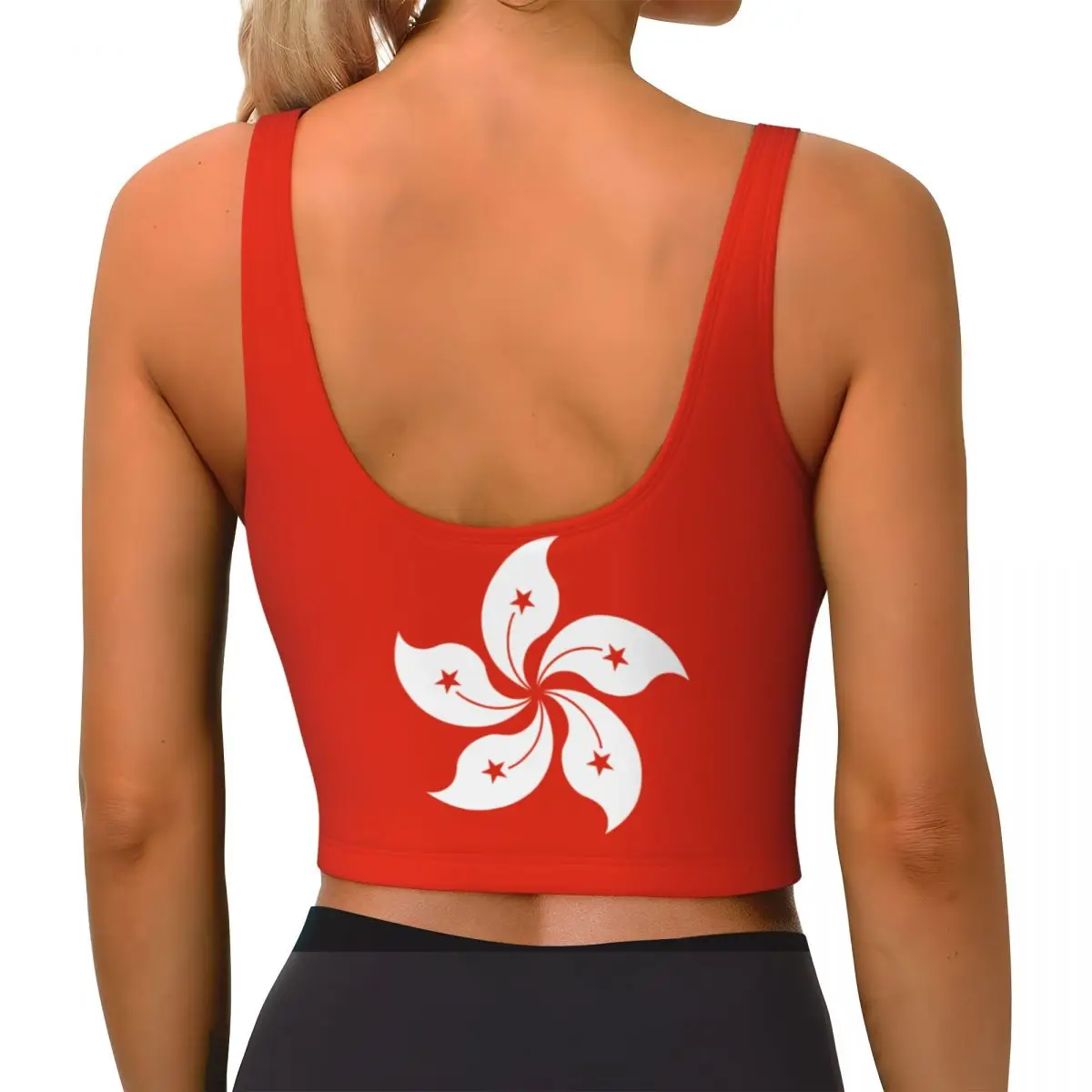 Hong Kong Flag Basic Tops Women Samba Sexy V-Neck Yoga Fitness Sports Tops