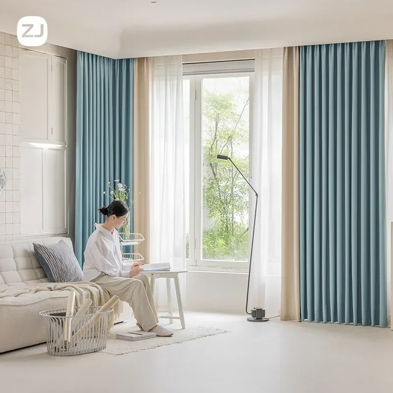 N3027 New Curtain Blackout Finished Light Luxury Modern Bedroom Living Room Full Sunshade Fabric