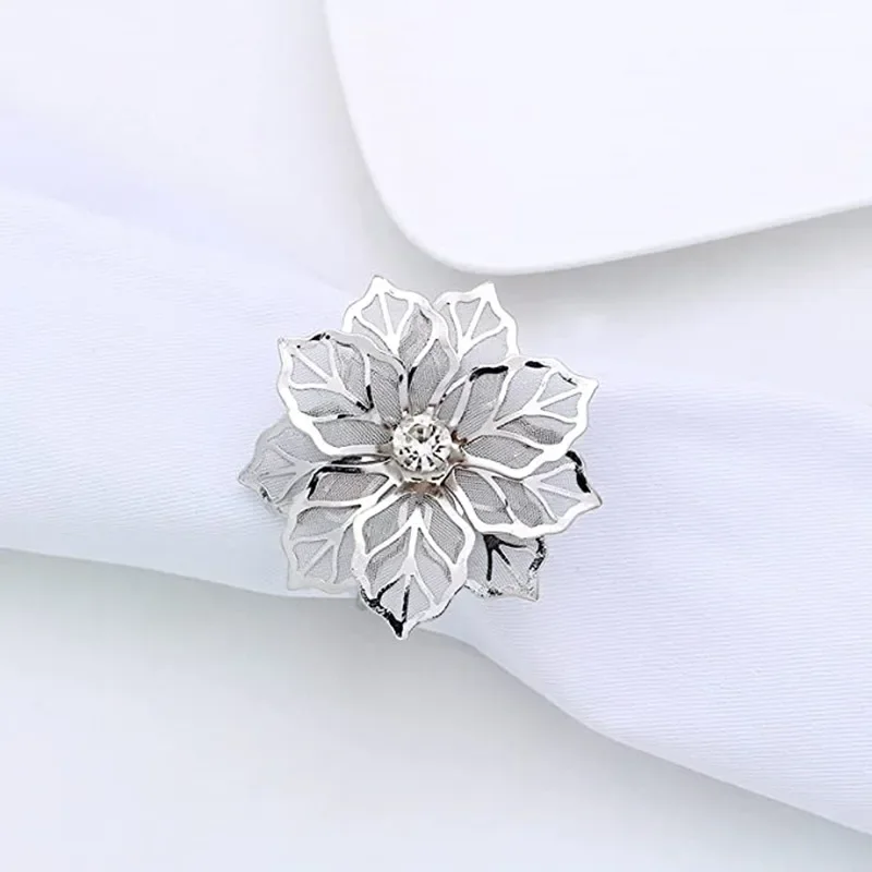 12pcs Back Pattern Wedding Napkin Rings Table Decoration Hollow Out Family Gatherings Everyday Use Napkin Buckle Holder