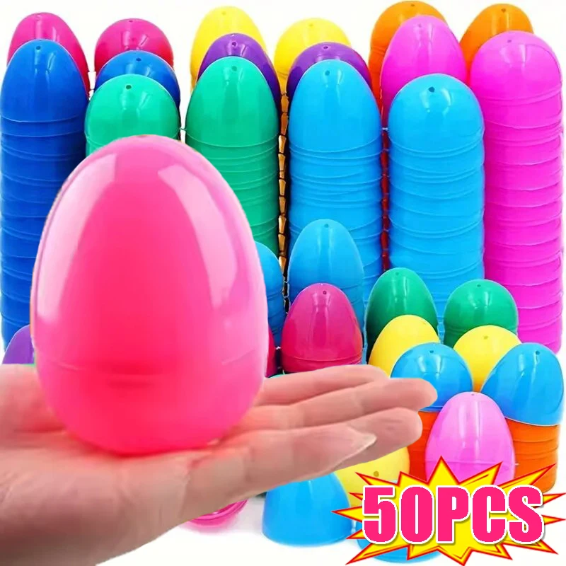 Œufs de Pâques en plastique remplissables, jouet pour enfants, boîte d'emballage cadeau colorée, jeu de chasse aux œufs de Pâques, fournitures artisanales DIY, 10/50 pièces