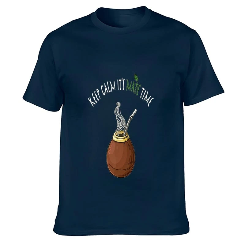 Men Women Unisex T-Shirt Keep Calm It's Mate Time Yerba Mate Gourd Bombilla Graphic Tee Cute Casual Short Sleeve Tea Lover Daily view 3
