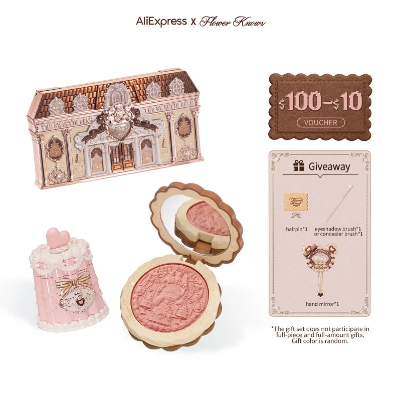 [NEU]Flower Knows The Sweetie Bear Collection Make-up-Geschenkset inklusive Lidschatten oder Concealer + Rouge + Lippenstift
