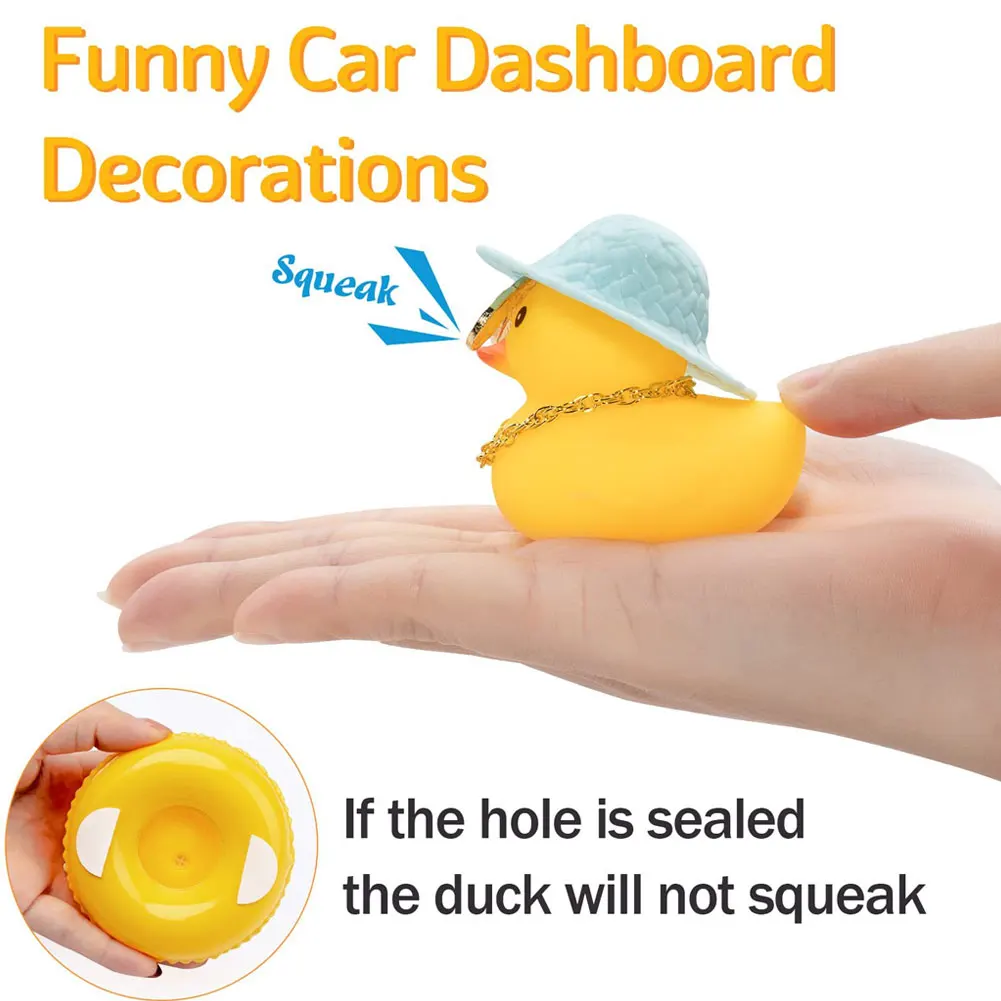 Christmas Rubber Ducks Yellow Ducky Car Ornament Dashboard Decor Cute Squeak Duckies Ornaments Interior Accessories