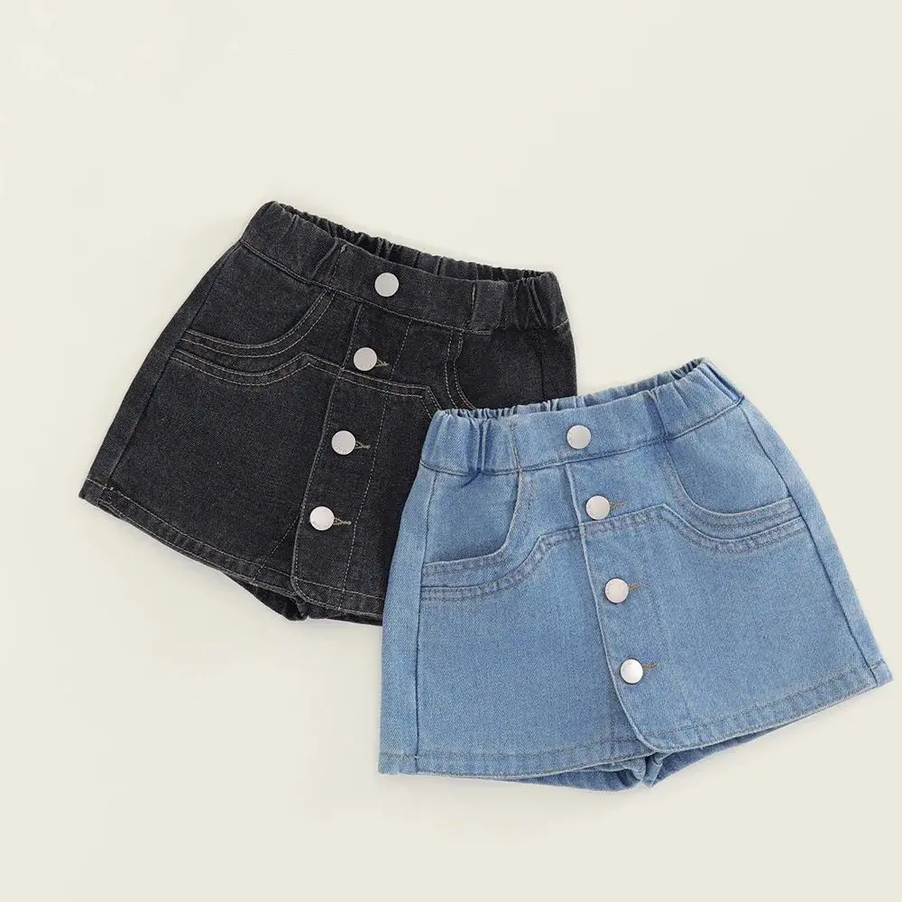 

Children'S Shorts Girl 2025 New Summer Clothing Korean Fashions Kids Denim Jeans Pockets Toddlers Girls Denim Shorts Skirt 2-8Y