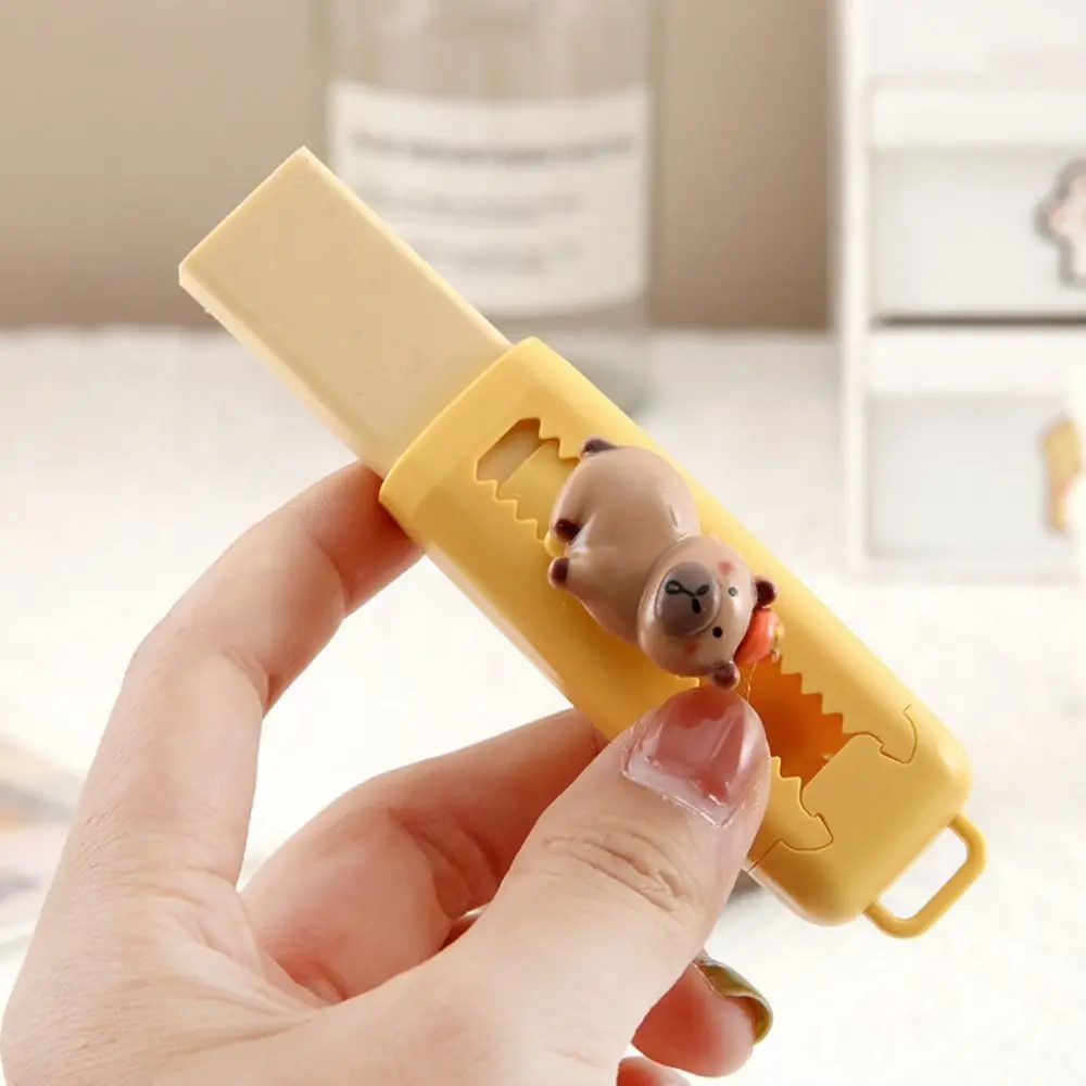 Portable Capybara Eraser Stationery Aesthetic Retractable Push Pull Eraser Wiping Cute Pencil Rubber School