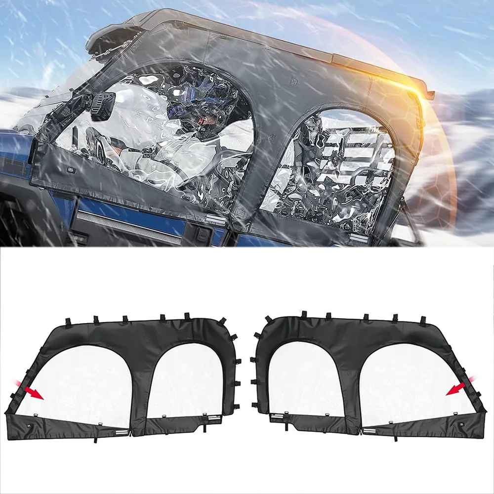 

Compatible with KAWASAKI MULE PRO-DXT, MULE PRO-FXT 1000 820 2015-2025 Cab Enclosure Upper Window UTV Soft Upper Doors