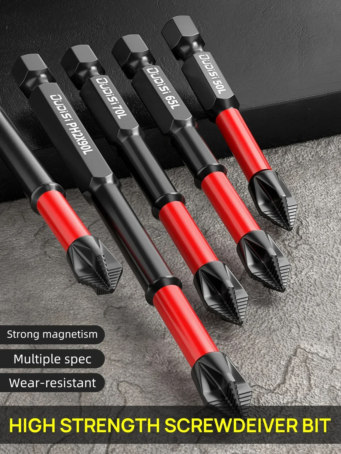 4Pcs Magnetic Batch Head High Magnetic Impact Phillips Screwdriver Bit Set S2 Steel 1/4inch Shank Ph2 Screwdriver Bit Set