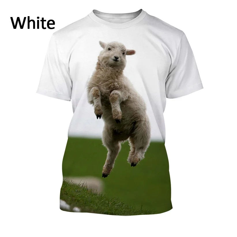 Funny Animal Goat 3D Printed T-shirt Personality Hip-hop Short-sleeved Shirt Cute Animal Sheep Retro Round Neck Cool Casual Top