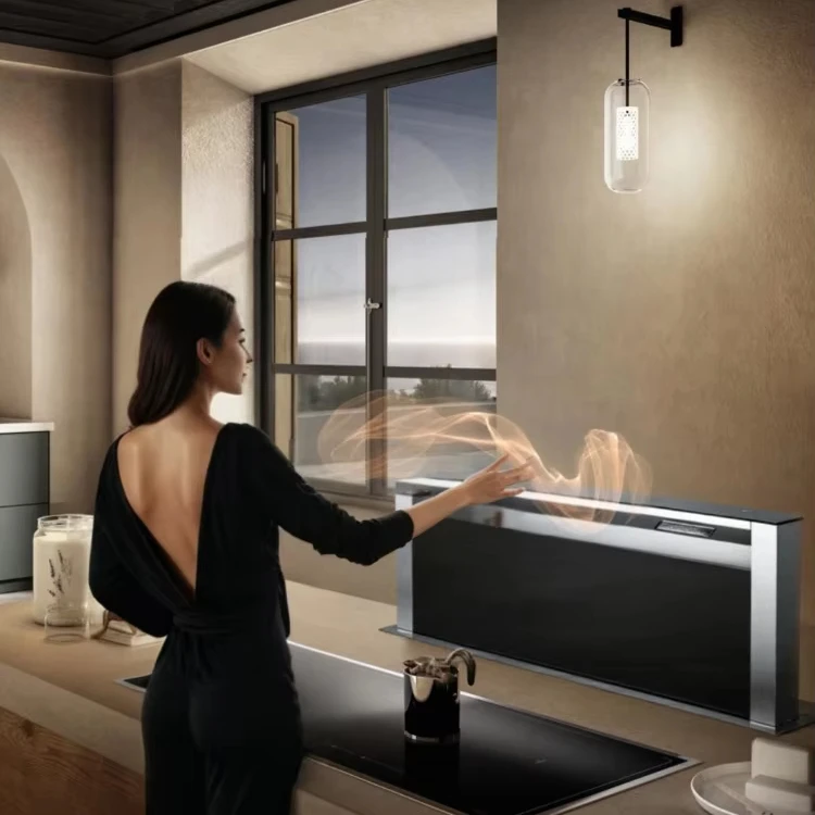 Electric Stainless Steel Vented Concealed Countertop Lift Open-Type Wall-Mounted Range Hood Class Energy Efficient Kitchen