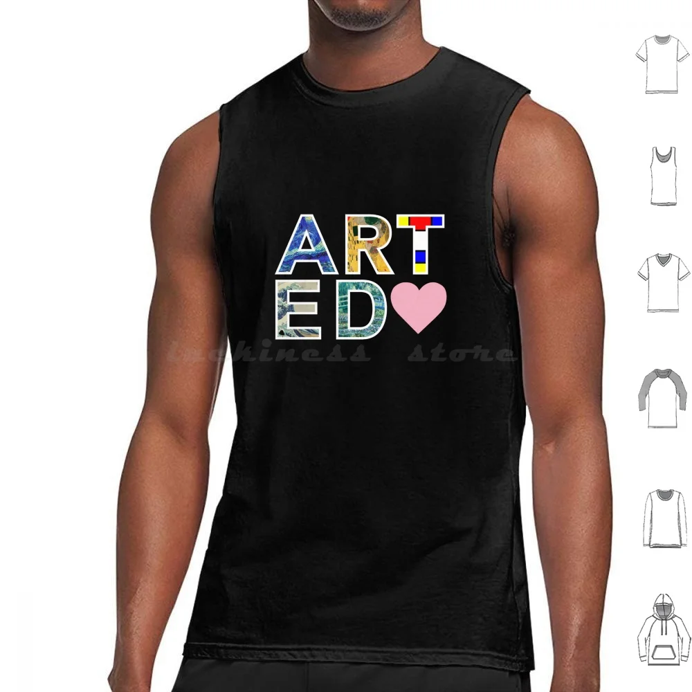 Art Ed White Border Tank Tops Print Cotton Artist Artists Art Ed Ed Art Teacher Art Teacher Naea Van Gogh Klimt