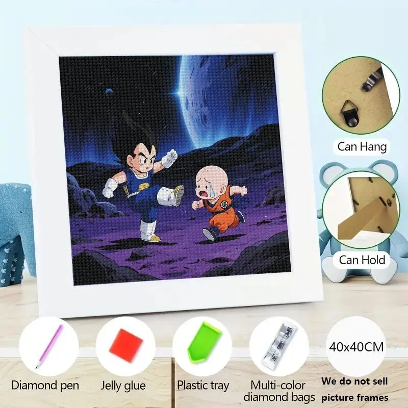 

1 шт. 5D DIY Dragon Ball Z набор для алмазной живописи, Vegeta Kicking Krillin, забавное аниме, полная дрель, круглая вышивка стразами, 40x40C