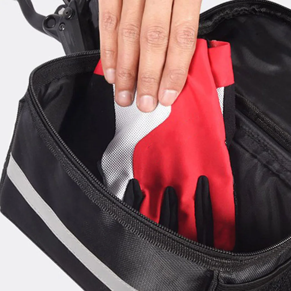 

Bike Phone Bag Waterproof Handlebar Pouch Durable Bicycle Storage Bag Glue Zipper Reflective Safety Bar Marking For