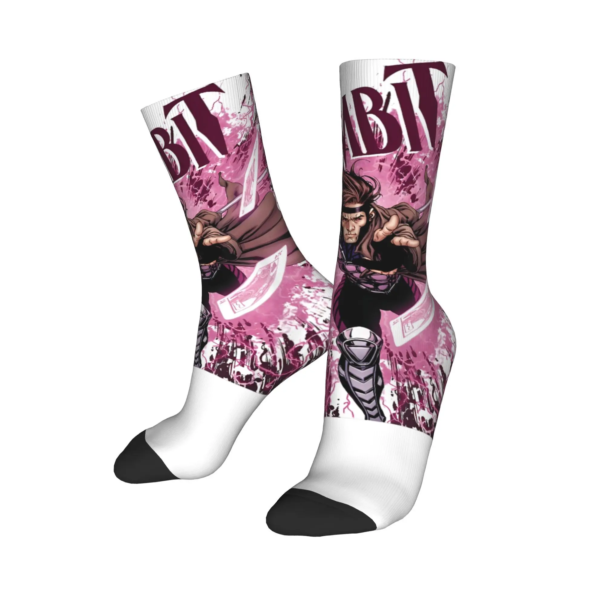 X-Men Gambit Pink Cards Explosion Socks Merchandise For Men Women  Middle Tube Socks Comfortable Birthday Present