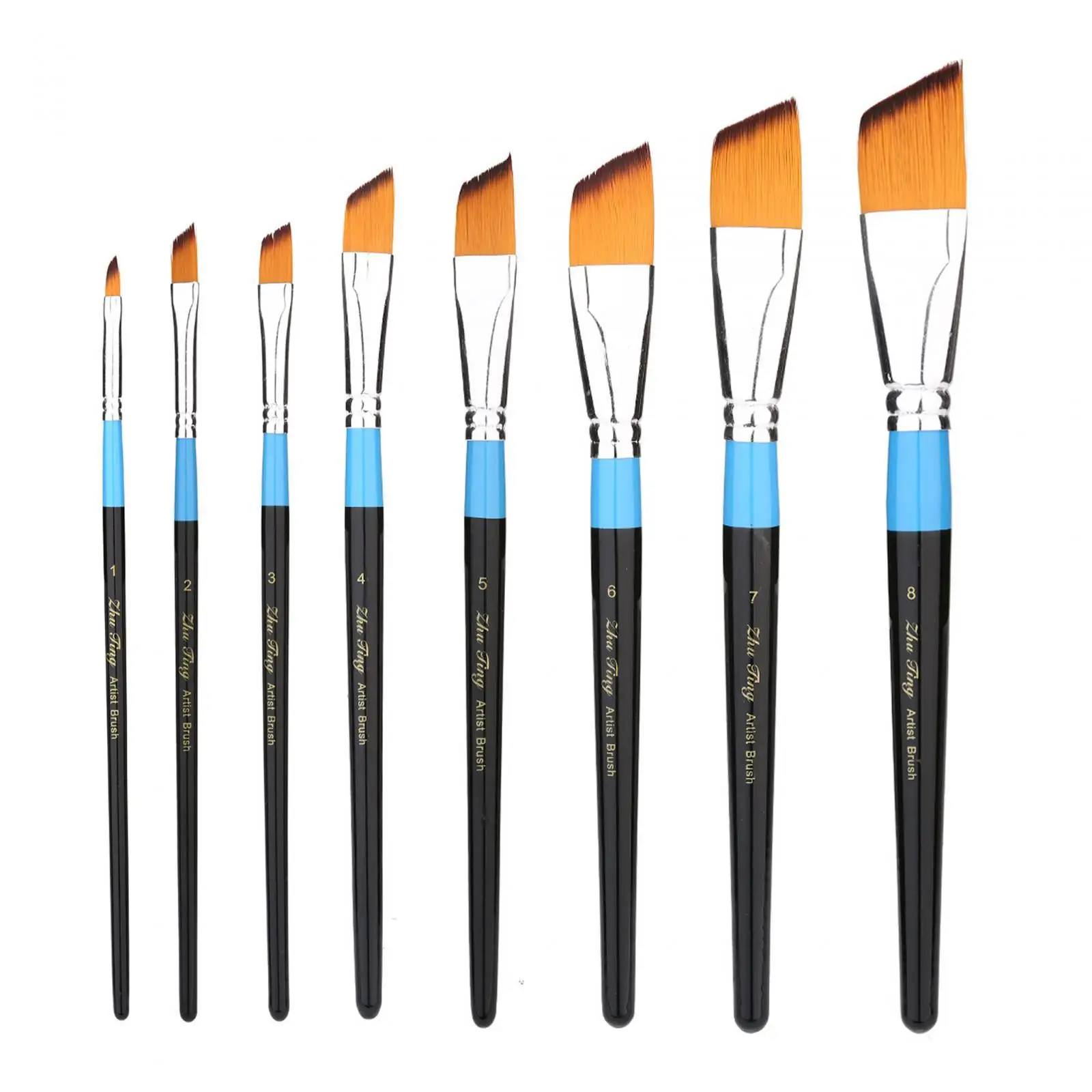 8 Stück Pinsel Set Professional auf Leinwand, Holz, Gesicht und Modelle Nylon Haar Pinsel für Gouache Öl Aquarell Malerei
