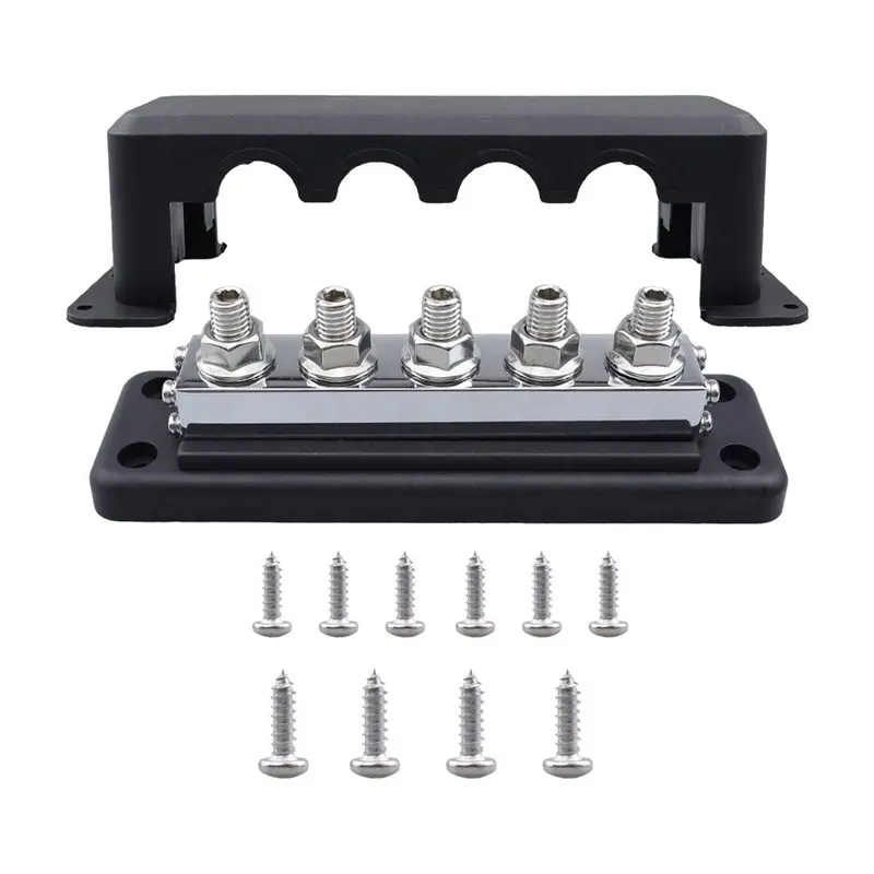 B97A-Electrical Terminal Block M8 600A 24V Bus Bar Buss Bar Power Distribution Block For Truck Boat Car Camper RV Black 2