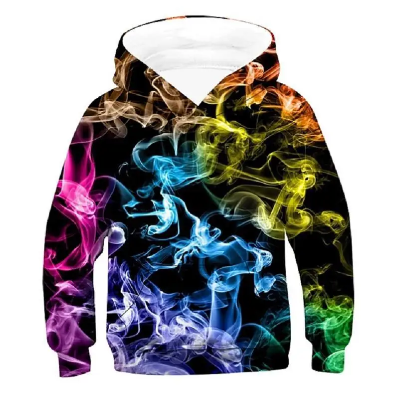 New Hot Sale Kids Boys' Hoodie Sweatshirt Long Sleeve 3D Print Optical Illusion With Pockets Blue Purple Children Tops 3-14 Year