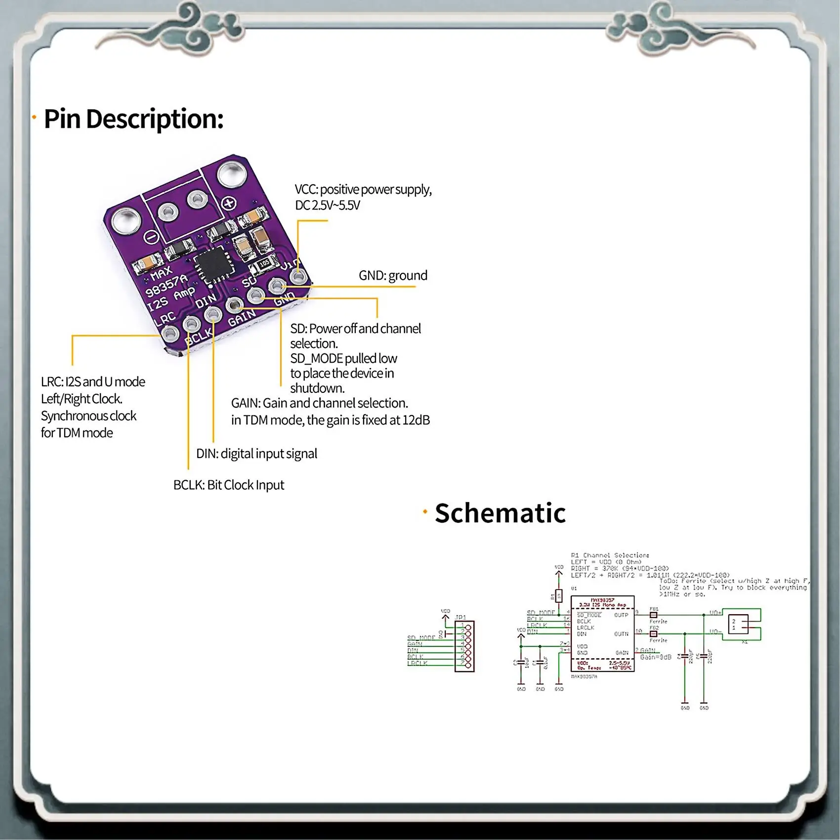 Premium Max98357 I2S 3W Class D Amplifier Breakout Interface Dac Decoder Module Filterless Audio Board For Raspberry Pi Esp32