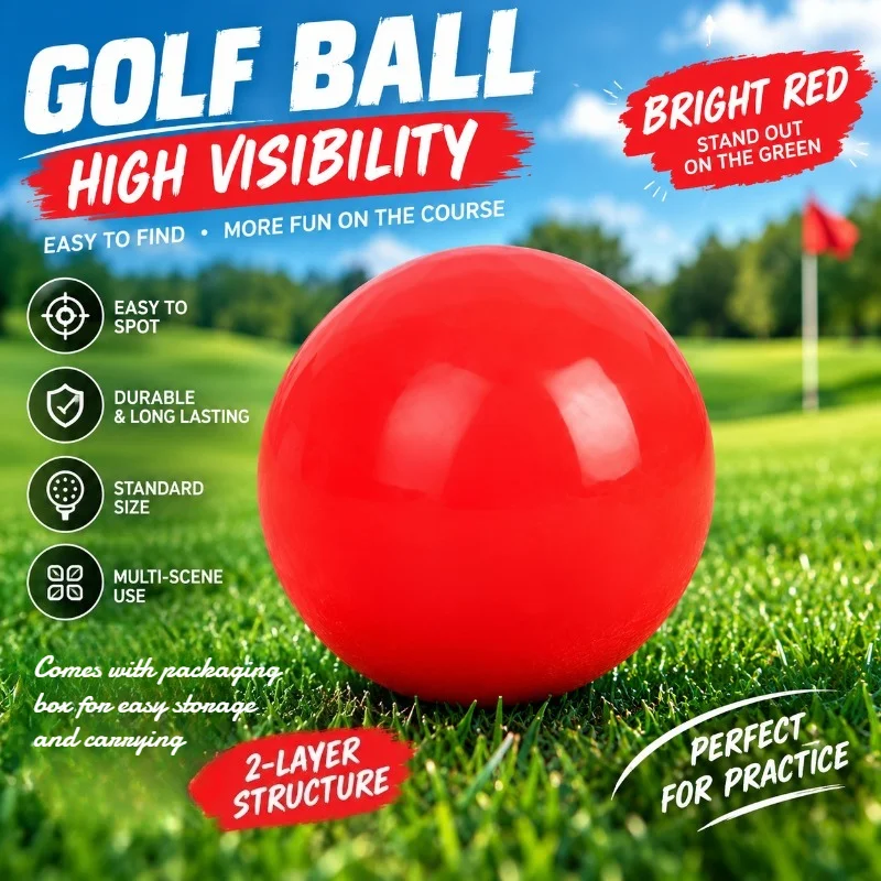Bola de golfe Caiton Premium Park – 60 mm/2,36 pol., design com efeito de arte fluida, vermelha, azul, verde, construção em 4 camadas.