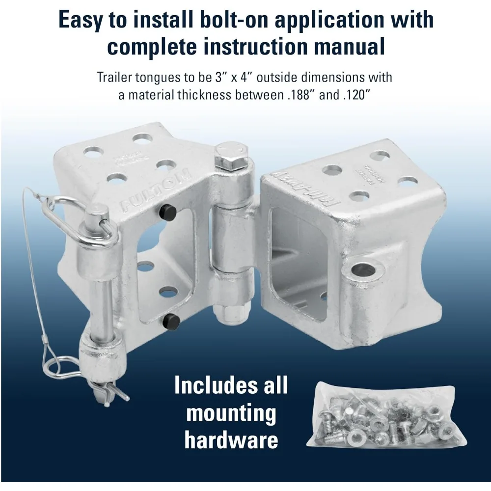 Exterior Accessories Bolt On Folding Trailer Tongue Swing Away Hinge Kit for 3 Inch x 4 Inch Trailer Beams