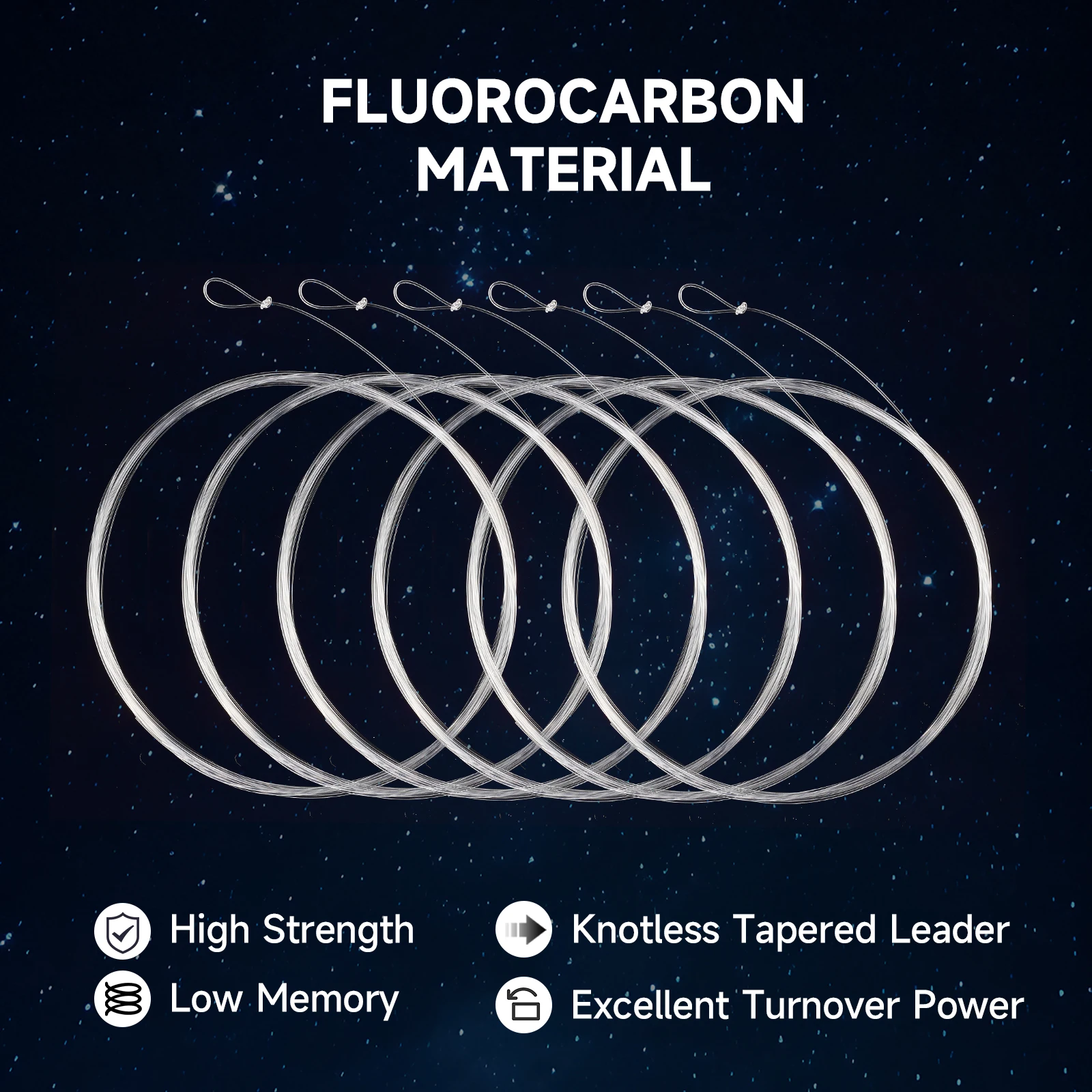 Maximumcatch Tapered Leader Fly Fishing Line 100% Pure Fluorocarbon 9ft 0-7X Leader Line with Loops Clear Color Fishing Cord