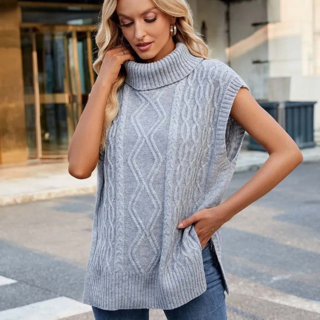 

Women's Leisure Turtleneck Sweater Waistcoat European And US Style Independent Station Fashion for Trade