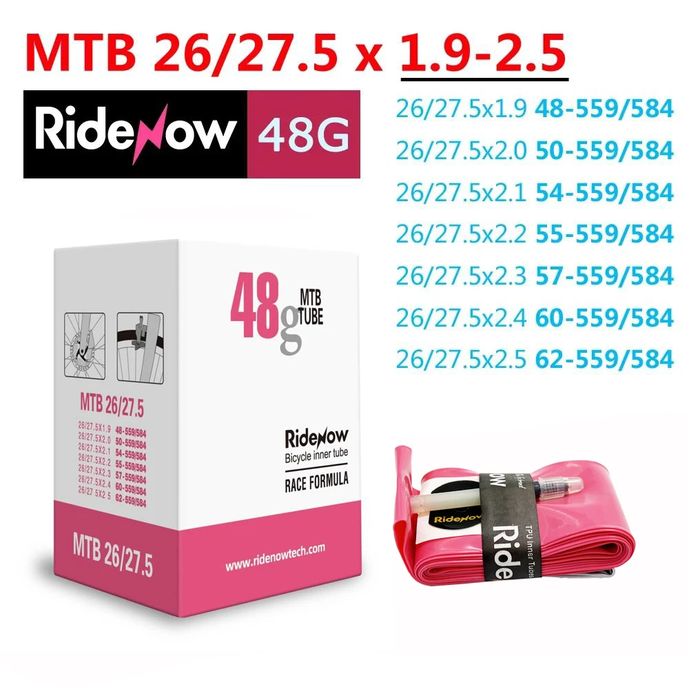 Ultralight Camera RideNow TPU MTB 29 Bike Inner Tube 29x1.9 1.95 2.0 2.1 2.2 2.3 2.4 2.5 Inch Mountain Bicycle Tire 26 27.5 29er