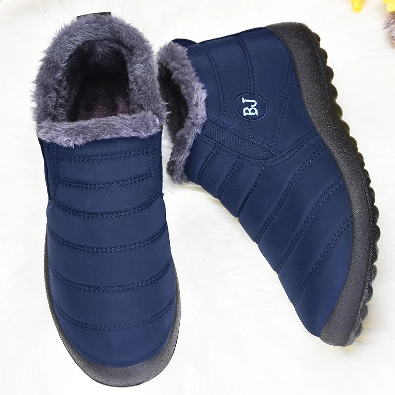 

Men's Winter Anti-skid Boots Dad Plush Warm Snow Boots Middle Aged and Elderly Cotton Shoes High Top Flat Bottom Walking Shoes