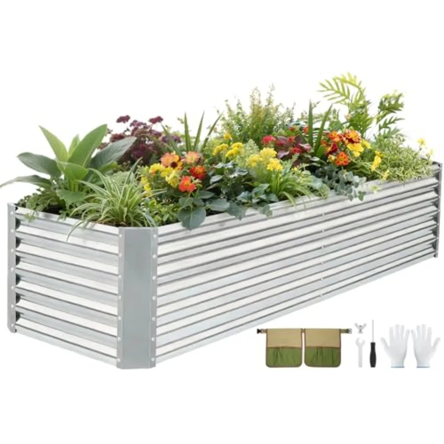 

8x2x2 ft Galvanized Raised Garden Bed Kit Large Metal Planter Box Outdoor for Vegetables Flowers Herbs 24 Tall 240 Gallon Ccity