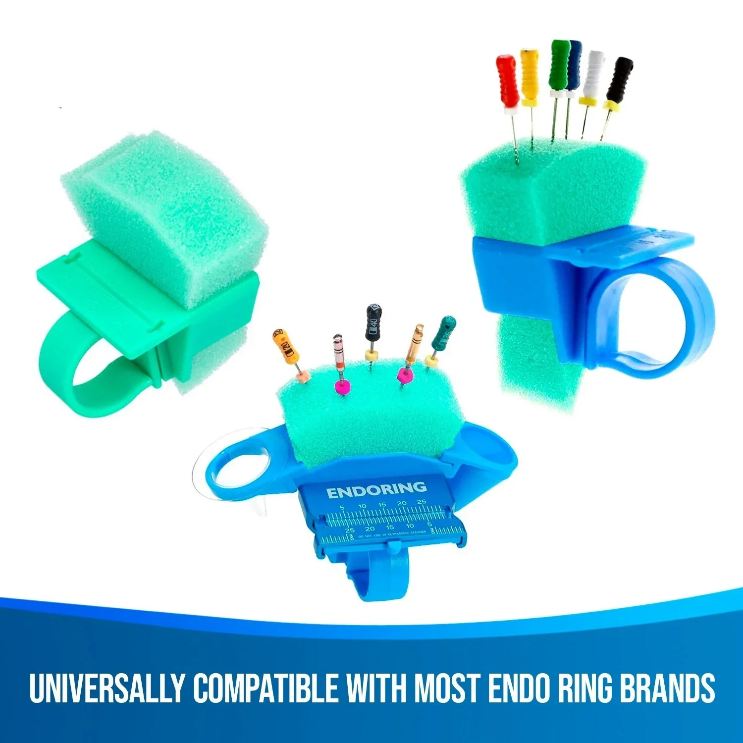 100pcs+1pcsFinger Ring Endo Sponge Foam Green Dental Triangle Cushions Refills Inserts Files Dental Measuring Instruments Tools