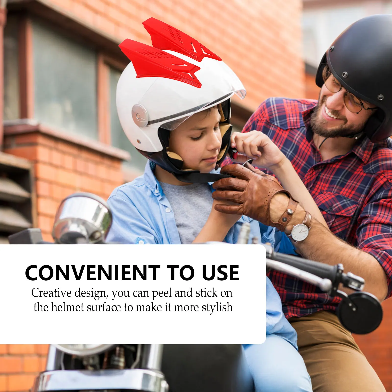 2Pcs Motorcycle Horns ABS Safety Material Small Size Peel Stick Decorative Motorbike Horn Ornaments Rainproof
