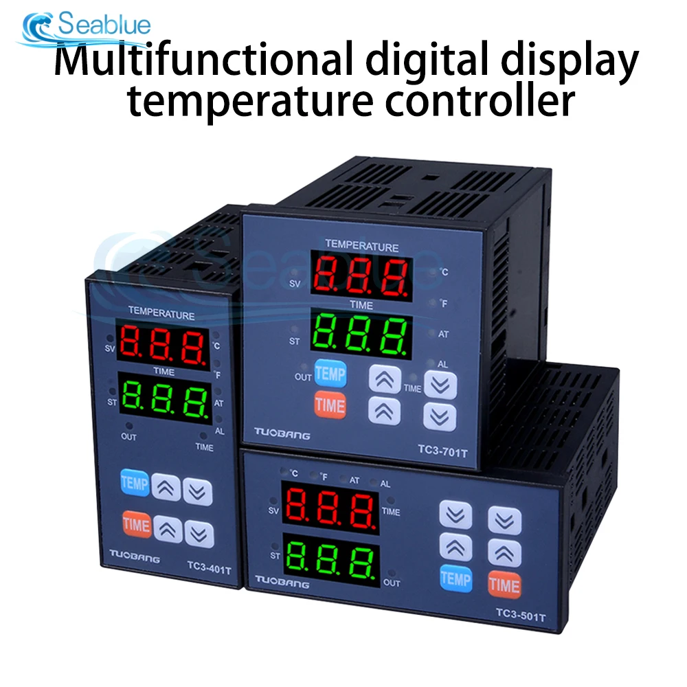 TC3-501T Multifunctional Digital Display Temperature Controller AC 110V 220V High-precision Temperature Controller Timer 0~300 ℃