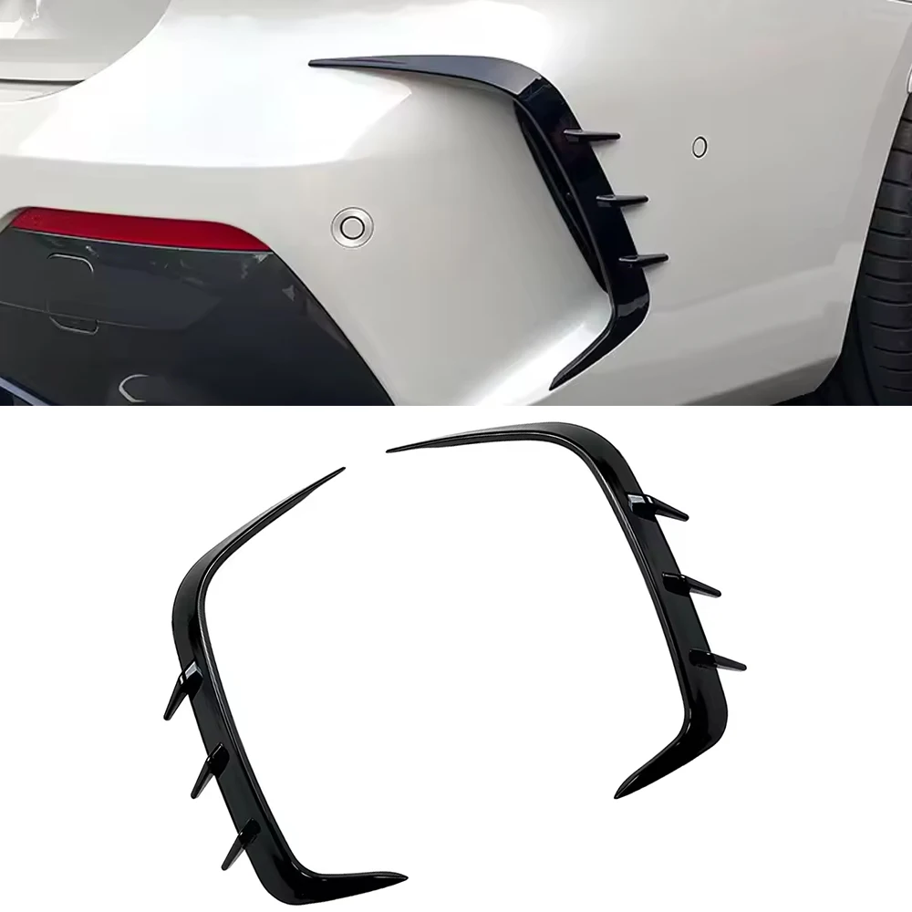 

2Pcs Glossy Black Car Rear Bumper Splitter Canard Air Vent Trim Decorative For BMW G22 G23 M-Sport 2020-2021
