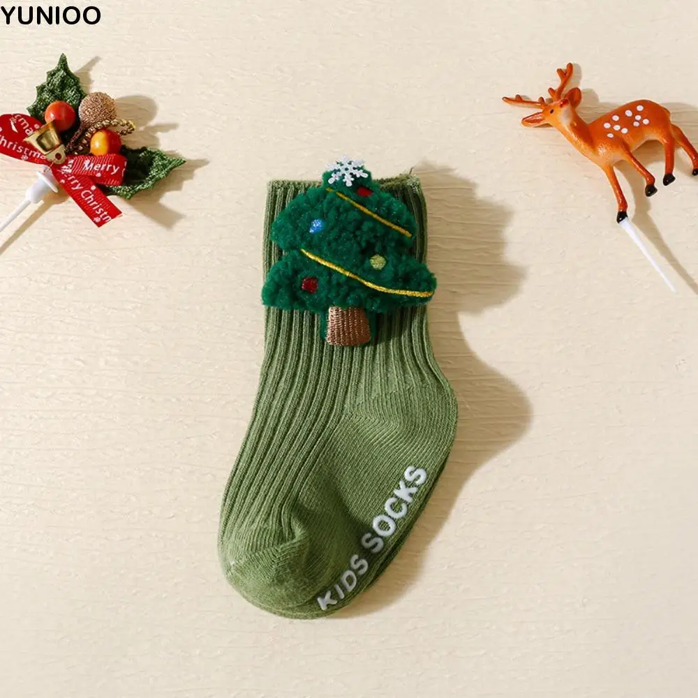 

Breathable Soft Christmas Baby Socks Anti Slip Cotton Newborn Floor Socks Santa Claus Middle Tube New Year Toddler Socks Autumn
