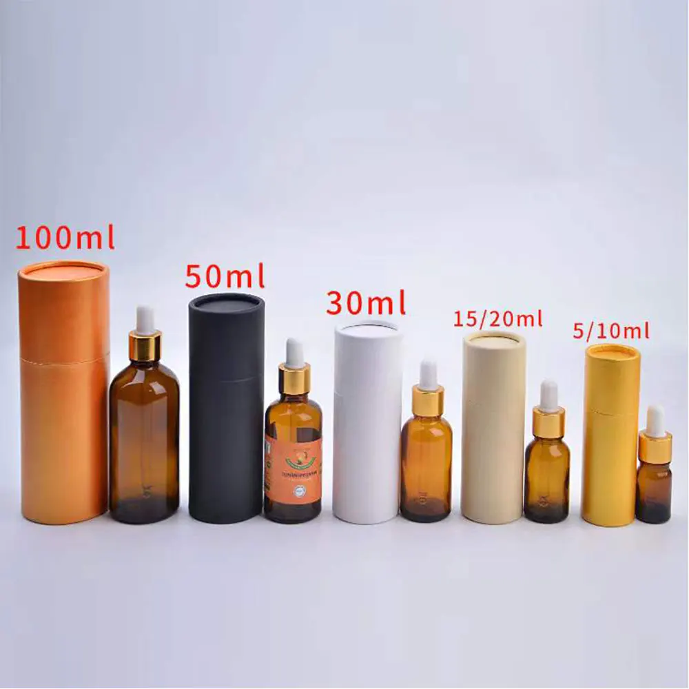 10PCS 5/10/20/30/50/100ml Paper Jar Kraft Paper Box Round Cylinder Oil Bottle Packaging Cardboard Tube Cosmetic Box