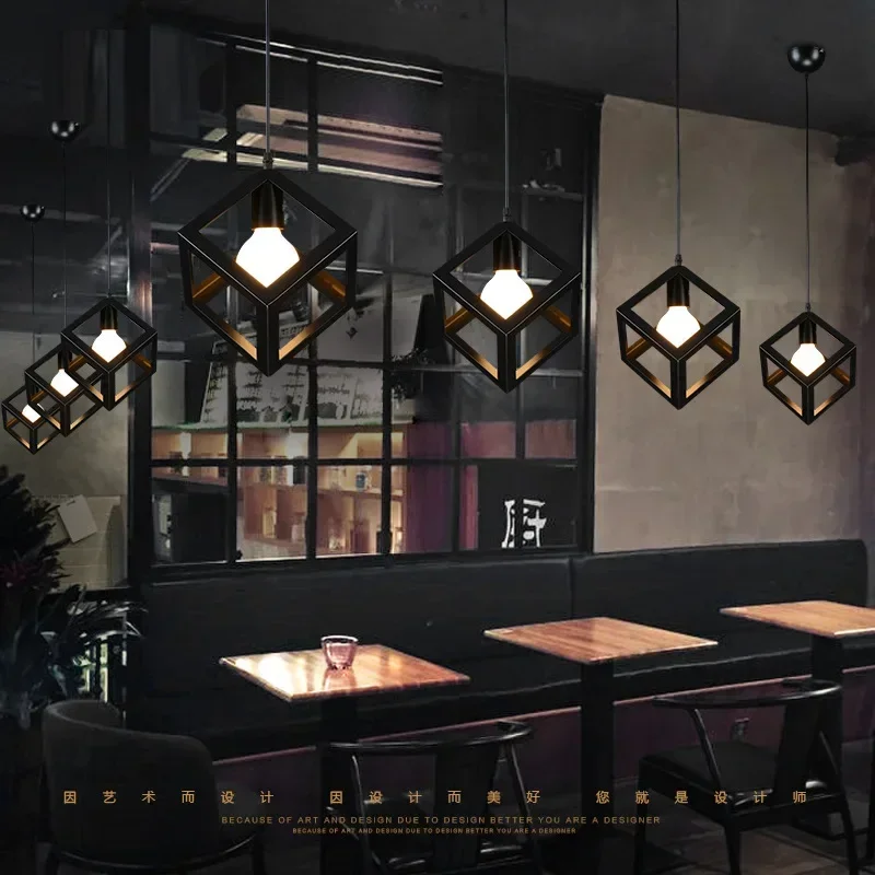 

Pendant Lights Retro Chandelier Wine Bar Loft Creative Personality Restaurant Single Head Chandelier Wrought Iron Lamps
