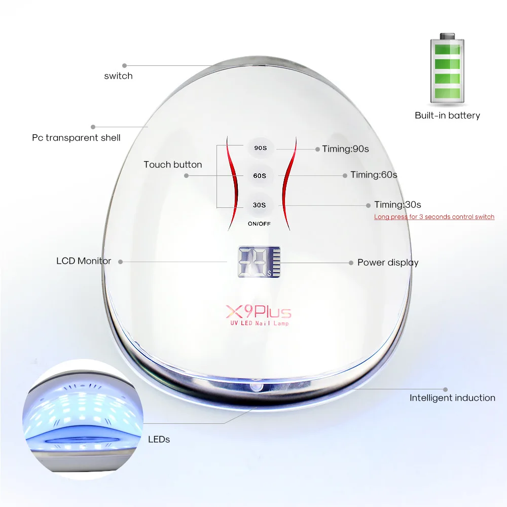 Professional 48W Wireless UV LED Nail Lamp Rechargeable Gel Nail Dryer Shell Design Cordless Nail Lamp for Beauty Salon