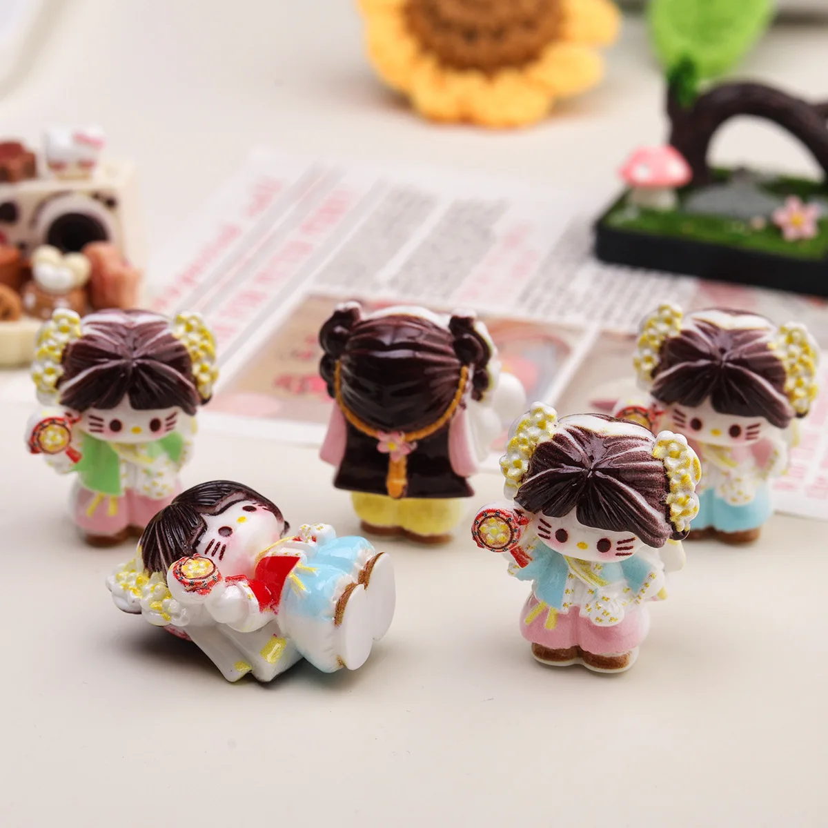 قطعتان من إكسسوارات الراتنج الكرتونية ثلاثية الأبعاد من Miniso، علبة غير المرغوب فيها ذاتية الصنع، مستلزمات الحرف اليدوية المصغرة